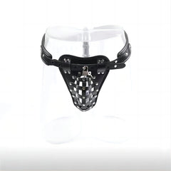 BDSM PU Leather Male Chastity Cage Belt Device Pants Underwear Lock Penis Rings Bondage Erotic Sex Toys for Men Adults Games