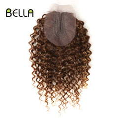 Bella Afro Kinky Curly Synthetic Hair 6 Bundles With 1Closure 7pcs/Lot Ombre Color 16-20 inch Kinky Curly Bundles Hair Extension