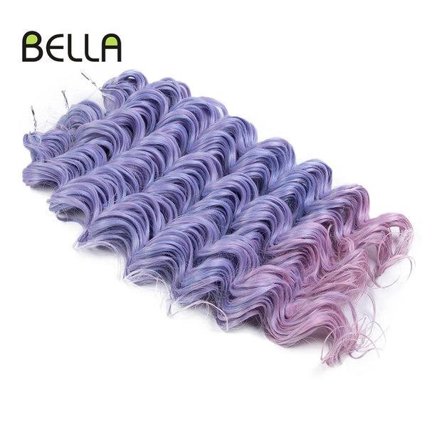 Bella Synthetic Crochet Hair 24 Inch Deep Wavy Twist Afro Curls Curly Hair Extension Ombre Pink Color 3 Pcs 300g For Women