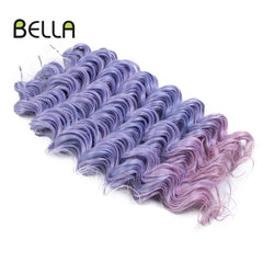 Bella Synthetic Crochet Hair 24 Inch Deep Wavy Twist Afro Curls Curly Hair Extension Ombre Pink Color 3 Pcs 300g For Women