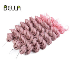 Bella Synthetic Crochet Hair 24 Inch Deep Wavy Twist Afro Curls Curly Hair Extension Ombre Pink Color 3 Pcs 300g For Women