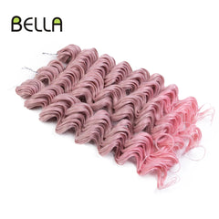 Bella Synthetic Crochet Hair 24 Inch Deep Wavy Twist Afro Curls Curly Hair Extension Ombre Pink Color 3 Pcs 300g For Women