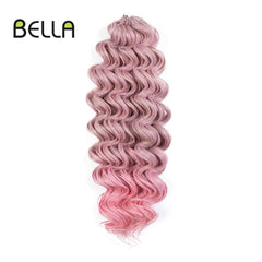 Bella Synthetic Crochet Hair 24 Inch Deep Wavy Twist Afro Curls Curly Hair Extension Ombre Pink Color 3 Pcs 300g For Women