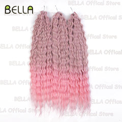 Bella Synthetic Hair Extensions Water Wave Crochet Hair 24 Inch Passion Twist Hair For Women Cosplay 3Ps/Lot Blonde Pink Color