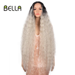 Bella Synthetic Lace Wigs 42 Inch Long Cosplay Curly Hair Blonde 613 Pink Colorful Wigs For Woman Synthetic Lace Wig