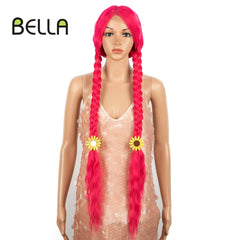 Bella Synthetic Lace Wigs 42 Inch Long Cosplay Curly Hair Blonde 613 Pink Colorful Wigs For Woman Synthetic Lace Wig