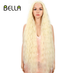 Bella Synthetic Lace Wigs 42 Inch Long Cosplay Curly Hair Blonde 613 Pink Colorful Wigs For Woman Synthetic Lace Wig