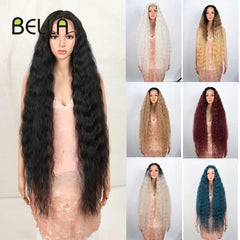 Bella Synthetic Lace Wigs 42 Inch Long Cosplay Curly Hair Blonde 613 Pink Colorful Wigs For Woman Synthetic Lace Wig