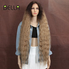 Bella Synthetic Lace Wigs 42 Inch Long Cosplay Curly Hair Blonde 613 Pink Colorful Wigs For Woman Synthetic Lace Wig