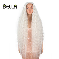 Bella Synthetic Lace Wigs 42 Inch Long Cosplay Curly Hair Blonde 613 Pink Colorful Wigs For Woman Synthetic Lace Wig