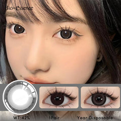 Bio-essense 1 Pair Big Eyes Black Lenses 14.5MM Korean Natural Lenses Color Contact Lenses Eyes with Gray Beautiful Pupil Lentes