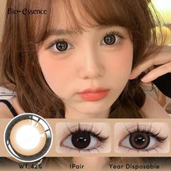 Bio-essense 1 Pair Big Eyes Black Lenses 14.5MM Korean Natural Lenses Color Contact Lenses Eyes with Gray Beautiful Pupil Lentes