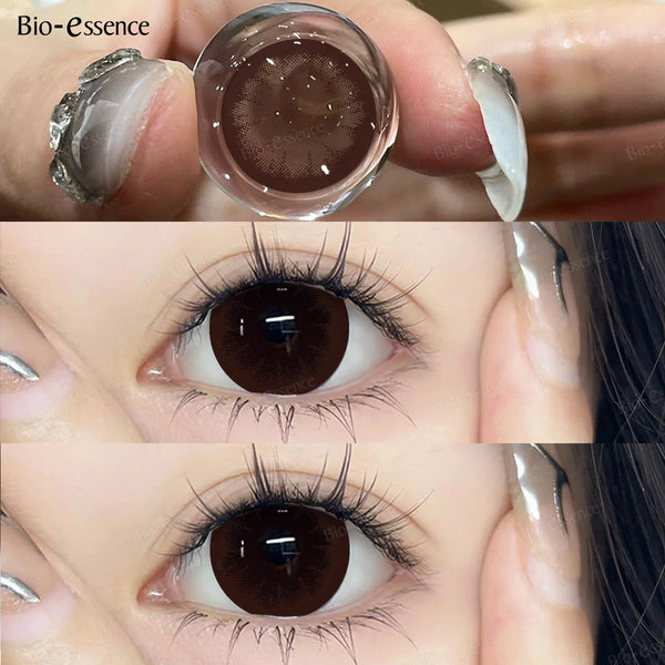 Bio-essense 1 Pair Big Eyes Black Lenses 14.5MM Korean Natural Lenses Color Contact Lenses Eyes with Gray Beautiful Pupil Lentes