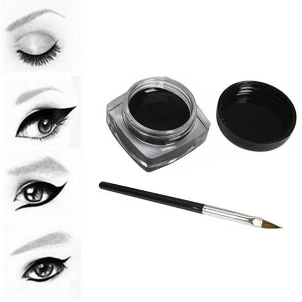 Black Eyeliner Cream Waterproof Beauty Cosmetics Long Lasting Eyeliner Gel Eyeshadow Makeup Tools With Brush Set Eye Liner