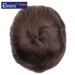 Brown Color  Mono &amp; Pu Male Hair Prosthesis Breathable Natural Hairline Human Hair Toupee Man Wig Exhuast Systems Free Shipping