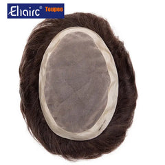 Brown Color  Mono &amp; Pu Male Hair Prosthesis Breathable Natural Hairline Human Hair Toupee Man Wig Exhuast Systems Free Shipping