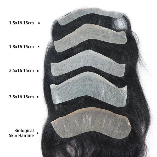 Brown Human Hair Frontal Toupee for Men V Loop Straight 100% Human Hair Forehead Hairline Man Remy Hair Thin Skin PU Prosthesis