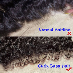 Curly Baby Hair 13x6 HD Lace Frontal Only Pre plucked Kinky Edge Hairline HD Transparent Lace Brazilian Human Hair Water Wave