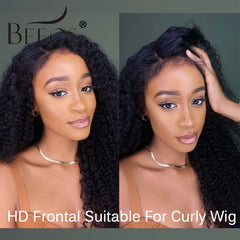 Curly Baby Hair 13x6 HD Lace Frontal Only Pre plucked Kinky Edge Hairline HD Transparent Lace Brazilian Human Hair Water Wave