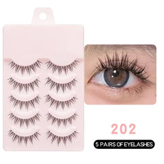 DINGSEN Fake Eyelash Anime Lashes 5 Pairs Little Devil Eyelashes Natural Daily Makeup Manga Eyelashes Clear Band Eyelashes