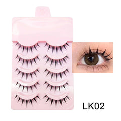 DINGSEN Fake Eyelash Anime Lashes 5 Pairs Little Devil Eyelashes Natural Daily Makeup Manga Eyelashes Clear Band Eyelashes