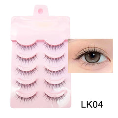 DINGSEN Fake Eyelash Anime Lashes 5 Pairs Little Devil Eyelashes Natural Daily Makeup Manga Eyelashes Clear Band Eyelashes