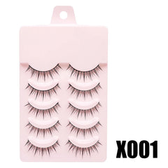 DINGSEN Fake Eyelash Anime Lashes 5 Pairs Little Devil Eyelashes Natural Daily Makeup Manga Eyelashes Clear Band Eyelashes