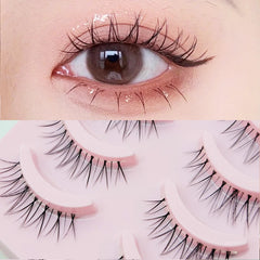 DINGSEN Fake Eyelash Anime Lashes 5 Pairs Little Devil Eyelashes Natural Daily Makeup Manga Eyelashes Clear Band Eyelashes