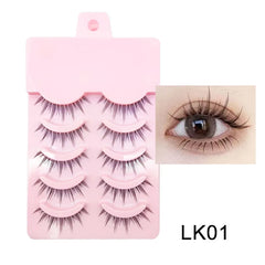 DINGSEN Fake Eyelash Anime Lashes 5 Pairs Little Devil Eyelashes Natural Daily Makeup Manga Eyelashes Clear Band Eyelashes