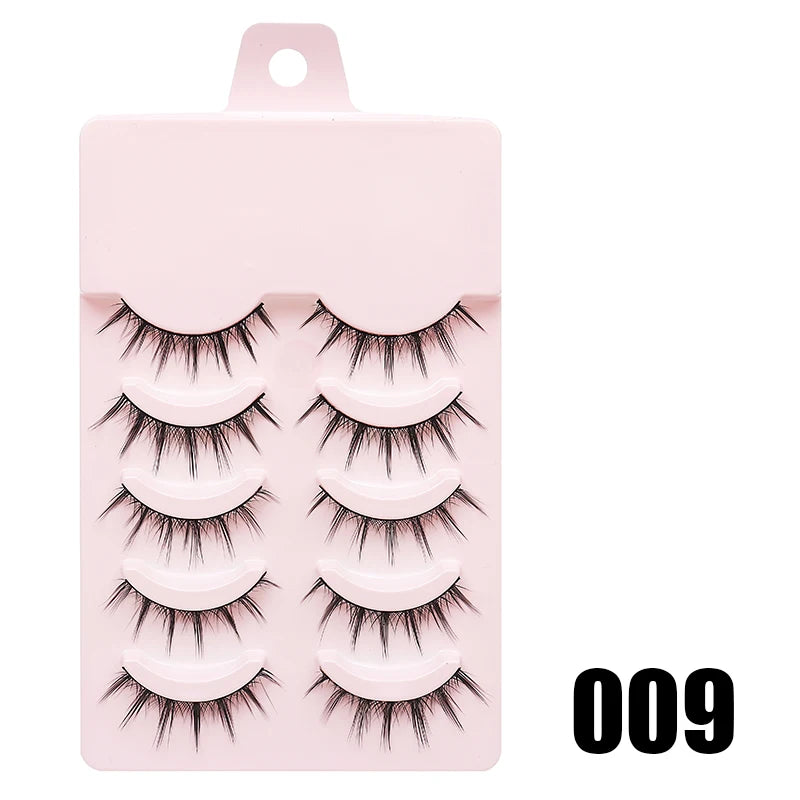 DINGSEN Fake Eyelash Anime Lashes 5 Pairs Little Devil Eyelashes Natural Daily Makeup Manga Eyelashes Clear Band Eyelashes