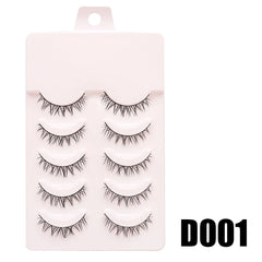 DINGSEN Fake Eyelash Anime Lashes 5 Pairs Little Devil Eyelashes Natural Daily Makeup Manga Eyelashes Clear Band Eyelashes