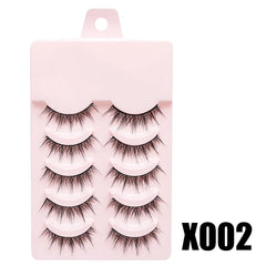 DINGSEN Fake Eyelash Anime Lashes 5 Pairs Little Devil Eyelashes Natural Daily Makeup Manga Eyelashes Clear Band Eyelashes