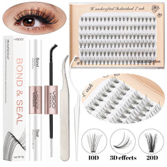 DIY False Eyelashes 120 Bunches Lash Bond and Seal Eyelash Holder Tweezers Lash Clusters Eyelash Extensions Makeup Tool Kit