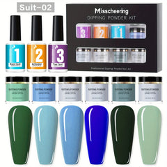 Dip Powder Nails Acrylic Dipping Powder Liquid Set with Base/Top Coat Activator for French Nail Art Manicure DIY Salon Gifts