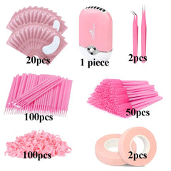 Eyelash Extension Supplies Kit for Beginner Mascara Wands Applicator Microbrush Tweezers Glue Ring Eye Pad Lash Accessories