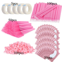 Eyelash Extension Supplies Kit for Beginner Mascara Wands Applicator Microbrush Tweezers Glue Ring Eye Pad Lash Accessories