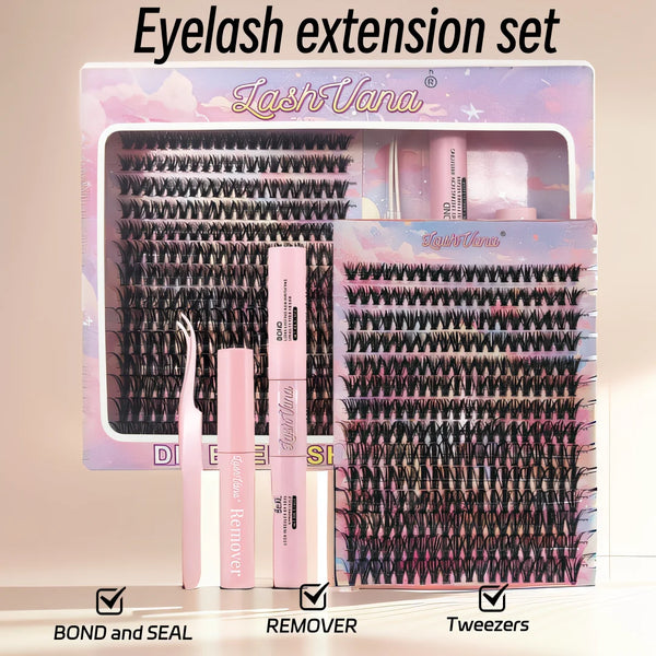 Eyelashes 280 PCS 8-16mm Clusters Lash Bond and Seal Makeup Tools DIY Lashes Extension Kit for Gluing  Lashes Gluing Glue