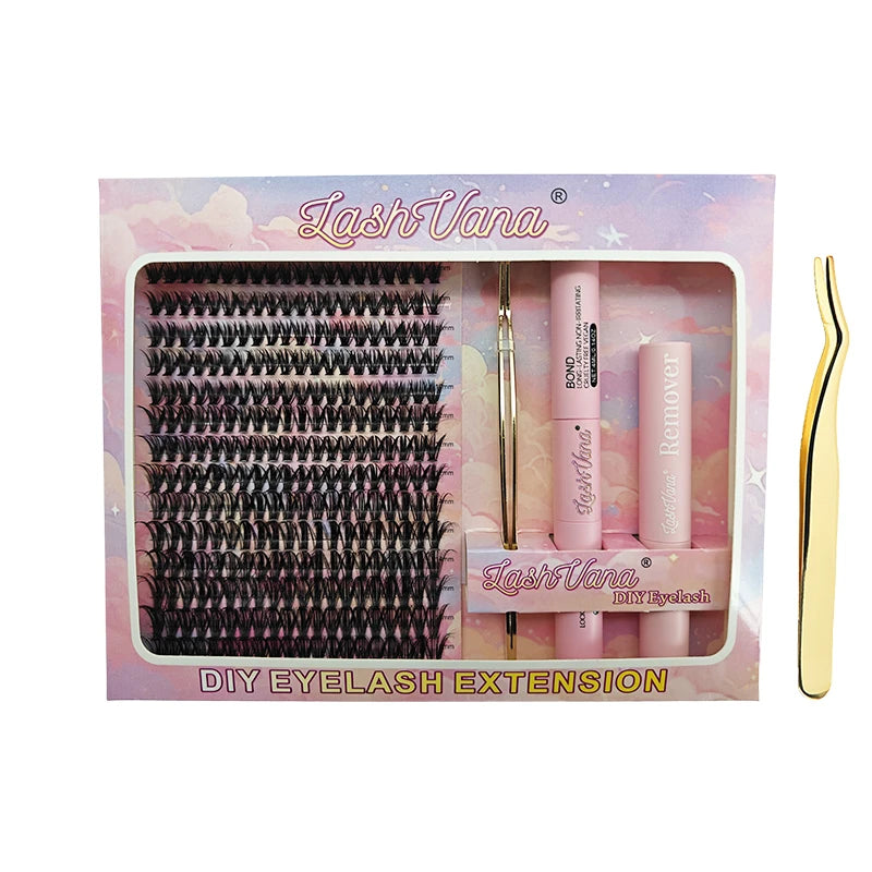 Eyelashes 280 PCS 8-16mm Clusters Lash Bond and Seal Makeup Tools DIY Lashes Extension Kit for Gluing  Lashes Gluing Glue