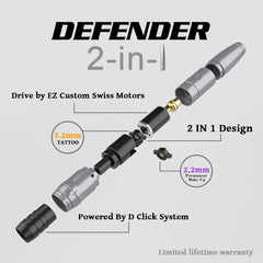 Ez Defender 2-In-1 Rotary Pen Machine Smp &amp; Tattoo 3.0Mm 2.2Mm Slag Permanente Make-Up pen Zwitserse Motor D Klik Systeem