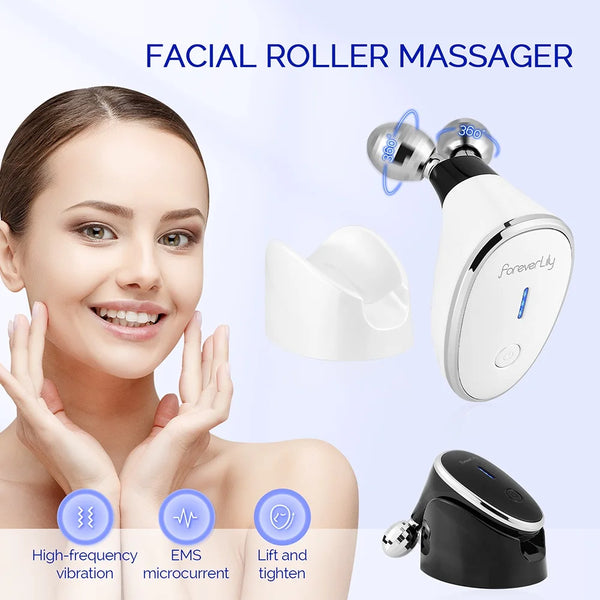 Facial EMS Roller Massager Face Vibration Massage Roller Face Lifting V-Line Chin Slimmer Skin Tightening Massager Skin Care