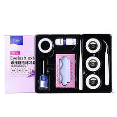 False Eyelash Extension Training Kit Practice Model Head Eye Pads Tweezers Glue Ring Brush Grafting Eyelash Tools Kit