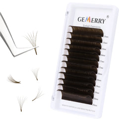 GEMERRY Colored Easy Fan Lashes Russian Volume False Eyelashes Faux Mink Blooming Fans Green/Pink/Brown Colored Lashes Supplies