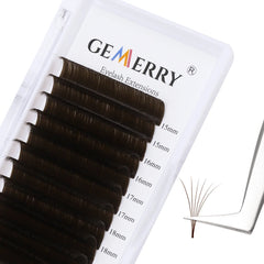 GEMERRY Colored Easy Fan Lashes Russian Volume False Eyelashes Faux Mink Blooming Fans Green/Pink/Brown Colored Lashes Supplies