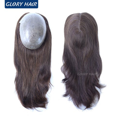 GLORYHAIR - TP22INJ Chinese Remy Human Hair Topper Straight Hairpieces for Women Injected Poly Skin Women Toupee