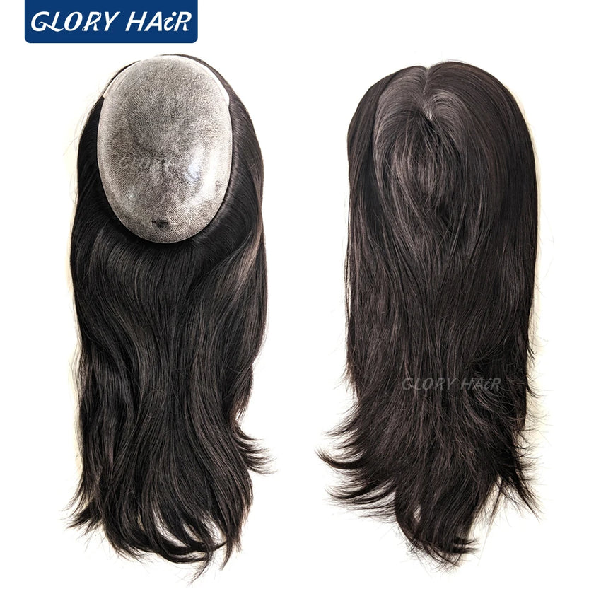 GLORYHAIR - TP22INJ Chinese Remy Human Hair Topper Straight Hairpieces for Women Injected Poly Skin Women Toupee