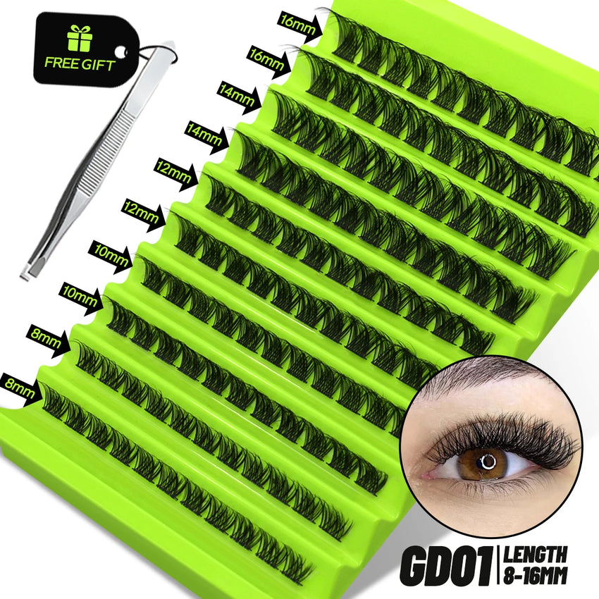 GROINNEYA Cluster Lashes Natural Eyelash extension Volume Individual Lashes Mixed Tray Faux Mink Lashes Cilias Makeup