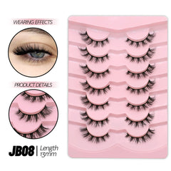 GROINNEYA Half Eye Lashes 5/10 Pairs False Eyelashes Natural  Faux Mink Lashes Cat Eye Lashes Wispy Fluffy Eyelash Extension