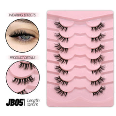 GROINNEYA Half Eye Lashes 5/10 Pairs False Eyelashes Natural  Faux Mink Lashes Cat Eye Lashes Wispy Fluffy Eyelash Extension