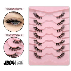 GROINNEYA Half Eye Lashes 5/10 Pairs False Eyelashes Natural  Faux Mink Lashes Cat Eye Lashes Wispy Fluffy Eyelash Extension