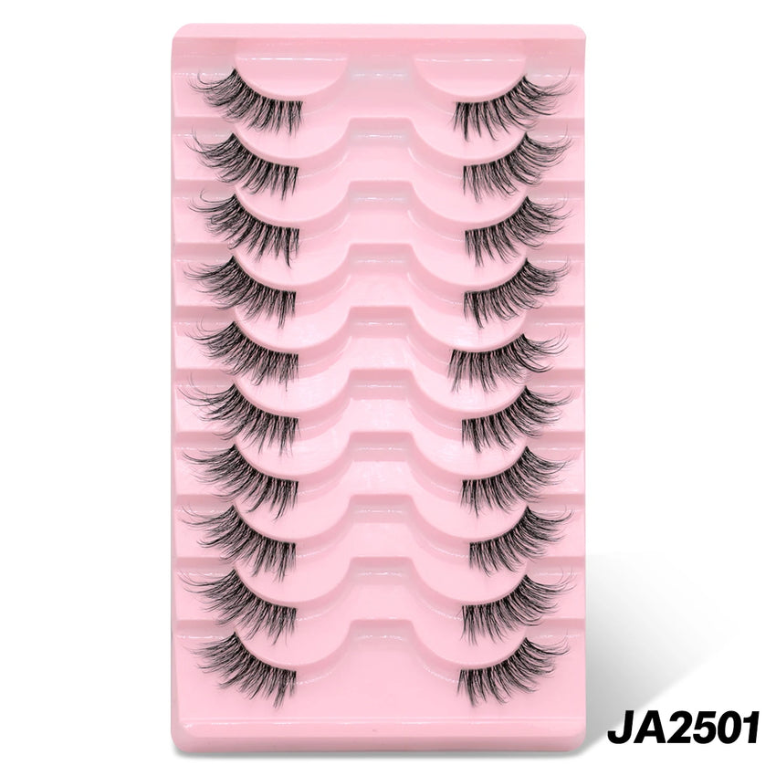 GROINNEYA Half Eye Lashes 5/10 Pairs False Eyelashes Natural  Faux Mink Lashes Cat Eye Lashes Wispy Fluffy Eyelash Extension